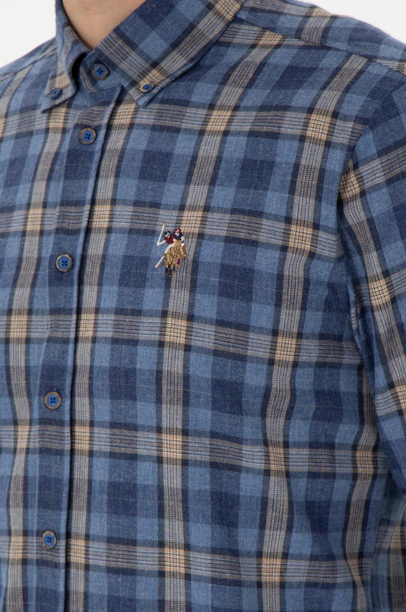 Erkek Saks Uzun Kollu Gömlek