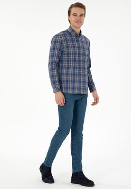 Erkek Saks Uzun Kollu Gömlek - 50296811016