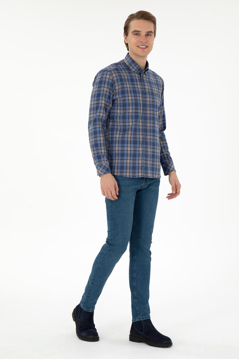 Erkek Saks Uzun Kollu Gömlek - 50296811016