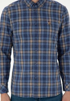 Erkek Saks Uzun Kollu Gömlek - 50296811016