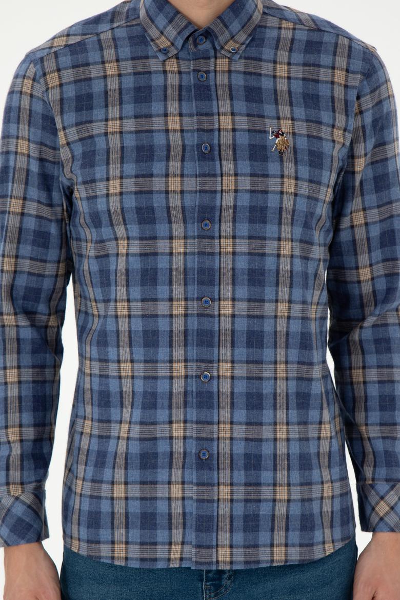 Erkek Saks Uzun Kollu Gömlek - 50296811016