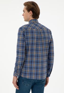 Erkek Saks Uzun Kollu Gömlek - 50296811016