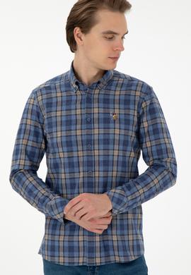 Erkek Saks Uzun Kollu Gömlek - 50296811016