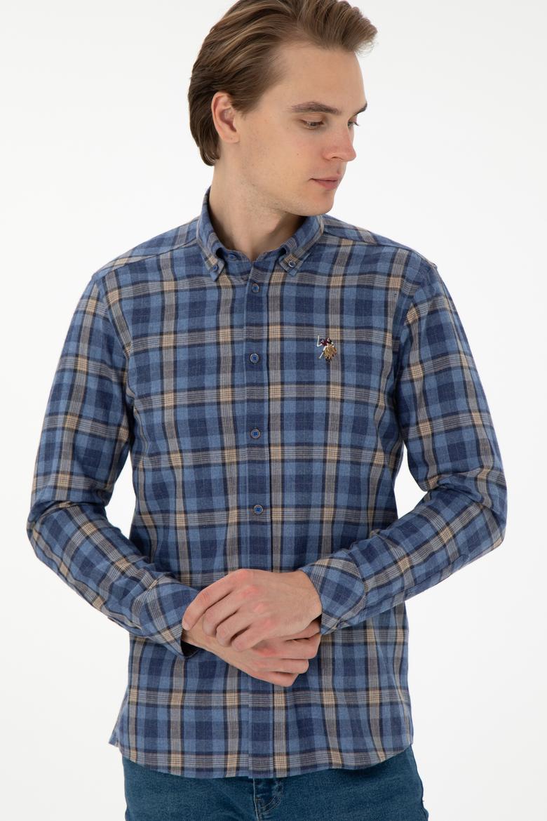 Erkek Saks Uzun Kollu Gömlek - 50296811016