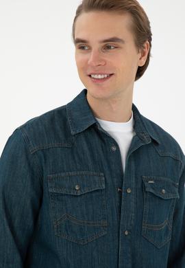 Erkek Mavi Jean Gömlek - 50289470008