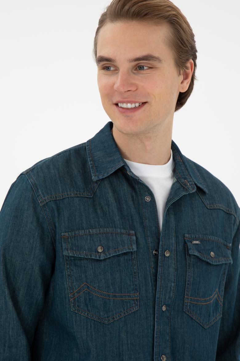 Erkek Mavi Jean Gömlek - 50289470008