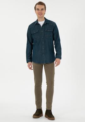 Erkek Mavi Jean Gömlek - 50289470008