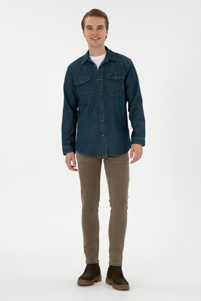 Erkek Mavi Jean Gömlek - 50289470008