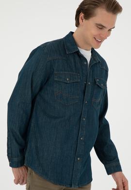 Erkek Mavi Jean Gömlek - 50289470008