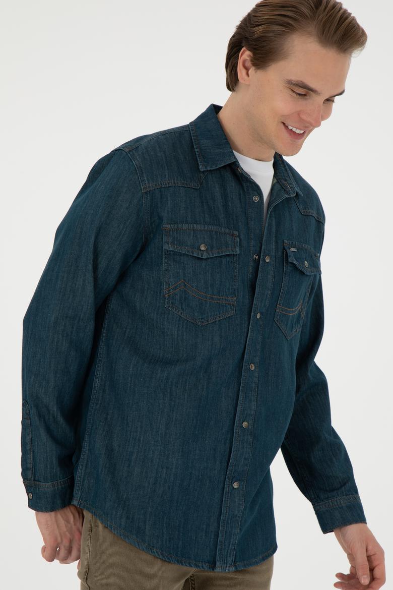 Erkek Mavi Jean Gömlek - 50289470008