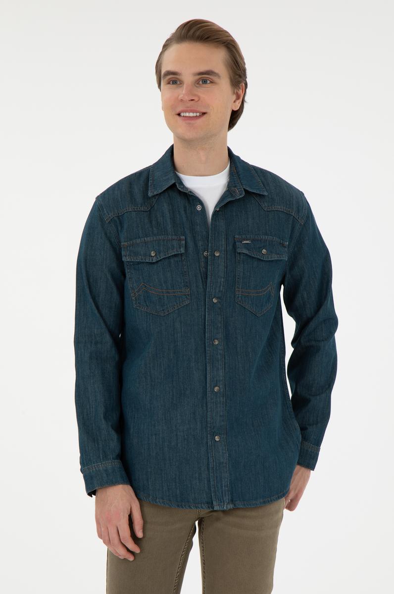 Erkek Mavi Jean Gömlek