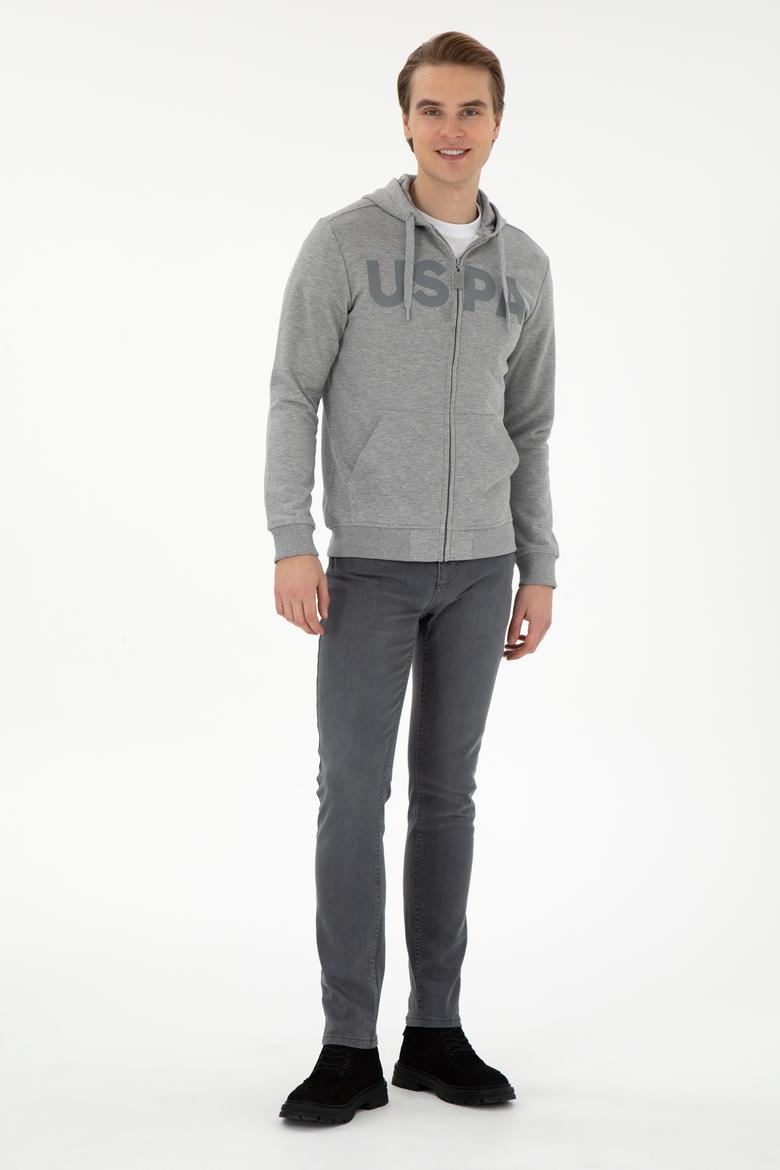 Erkek Gri Melanj Örme Hırka - 50289029056