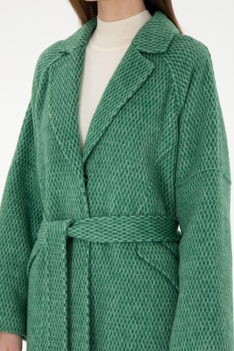Kadın Koyu Yeşil Kaşe Kaban - 50291501004