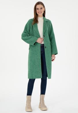 Kadın Koyu Yeşil Kaşe Kaban - 50291501004