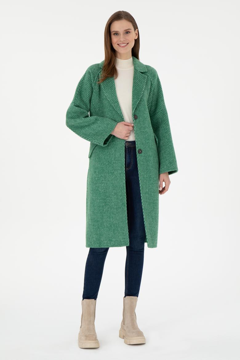 Kadın Koyu Yeşil Kaşe Kaban - 50291501004