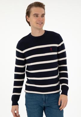 Erkek Slim Fit Bisiklet Yaka Lacivert Kazak - 50292850019