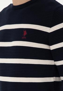 Erkek Slim Fit Bisiklet Yaka Lacivert Kazak - 50292850019