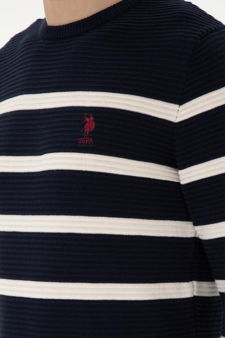 Erkek Slim Fit Bisiklet Yaka Lacivert Kazak - 50292850019