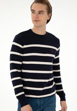 Erkek Slim Fit Bisiklet Yaka Lacivert Kazak - 50292850019