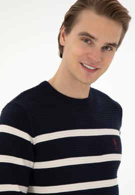 Erkek Slim Fit Bisiklet Yaka Lacivert Kazak - 50292850019