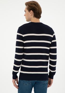 Erkek Slim Fit Bisiklet Yaka Lacivert Kazak - 50292850019