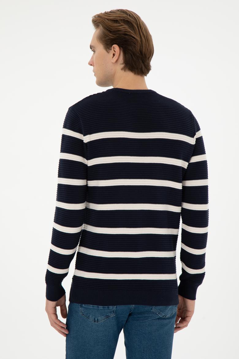 Erkek Slim Fit Bisiklet Yaka Lacivert Kazak - 50292850019