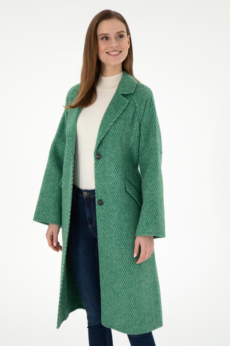 Kadın Koyu Yeşil Kaşe Kaban