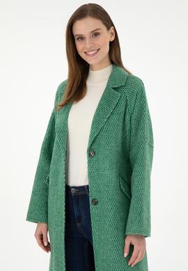 Kadın Koyu Yeşil Kaşe Kaban - 50291501004
