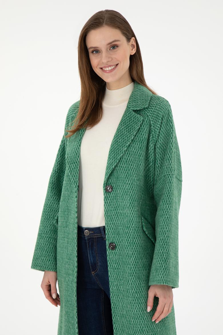Kadın Koyu Yeşil Kaşe Kaban - 50291501004