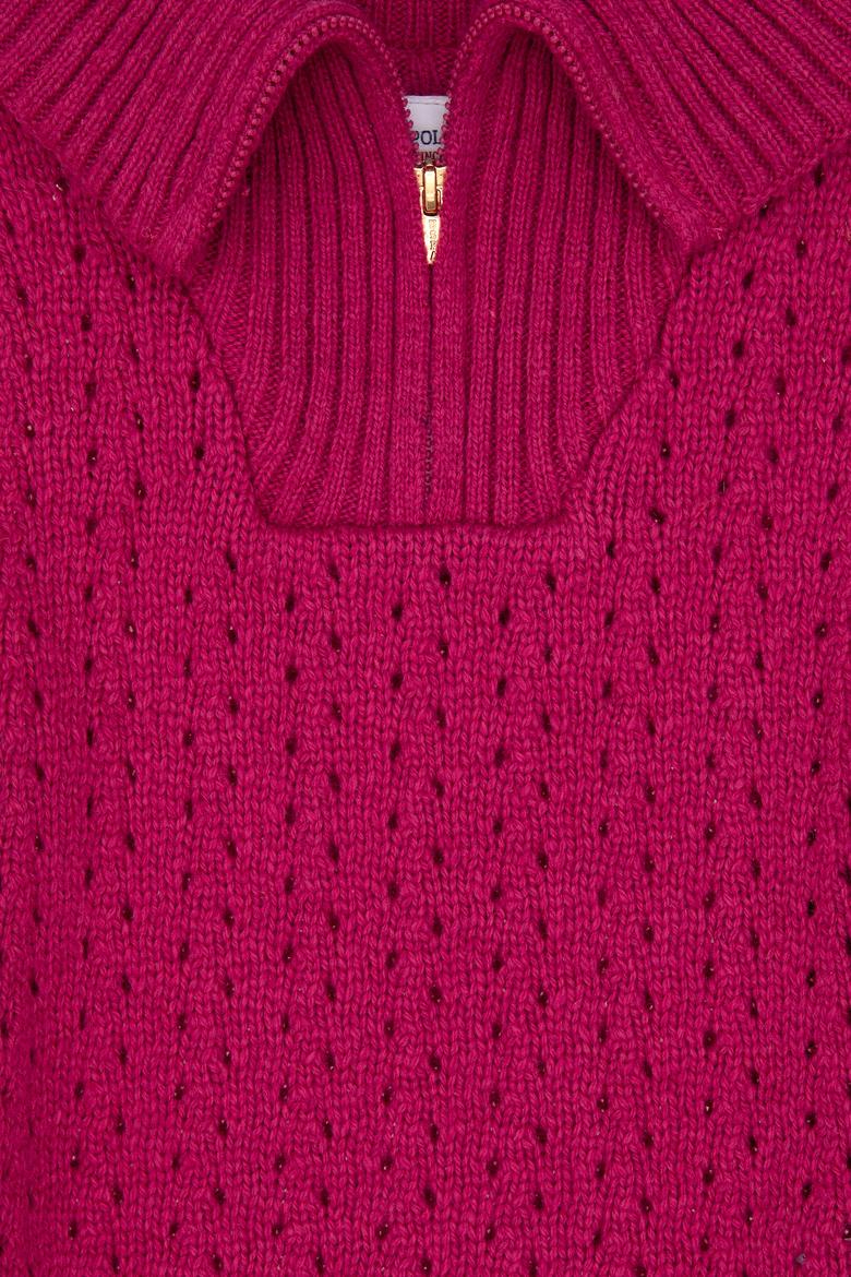 Kız Çocuk Fuşya V Yaka Kazak - 50293103005