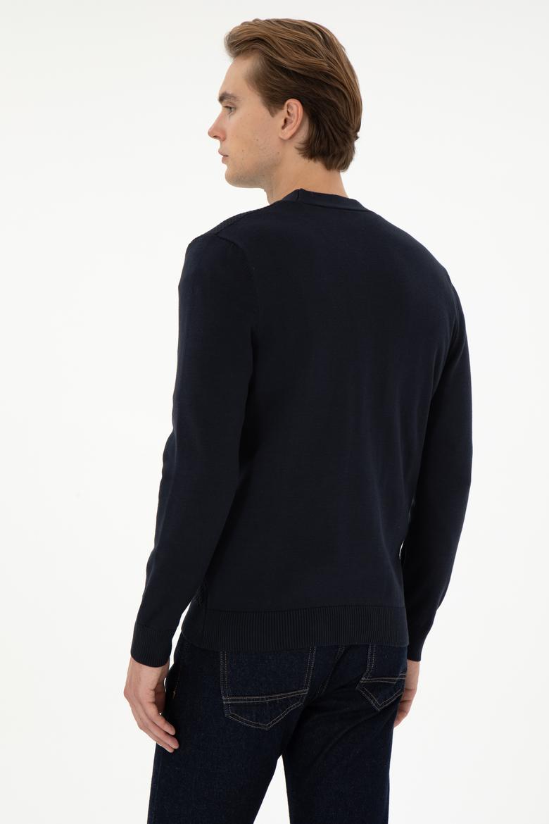 Erkek Lacivert Basic Triko Hırka - 50298008007