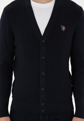 Erkek Lacivert Basic Triko Hırka - 50298008007