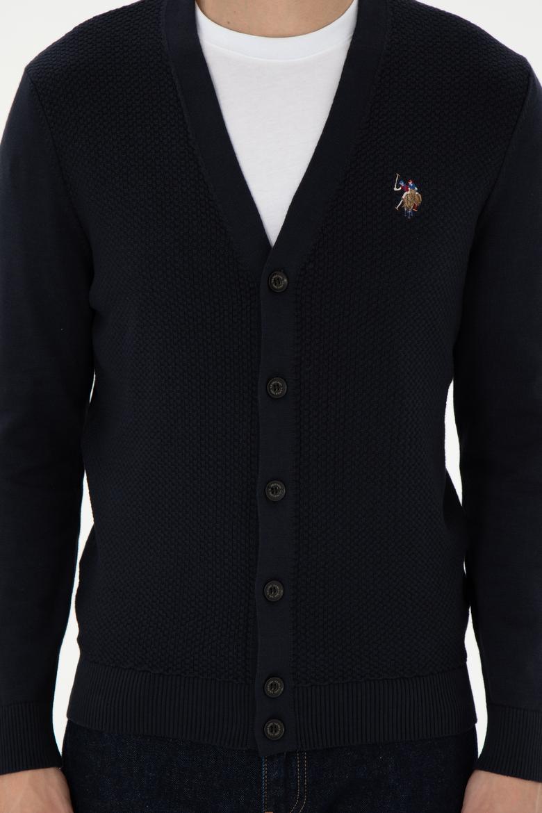 Erkek Lacivert Basic Triko Hırka - 50298008007