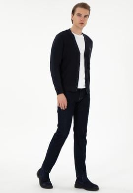 Erkek Lacivert Basic Triko Hırka - 50298008007