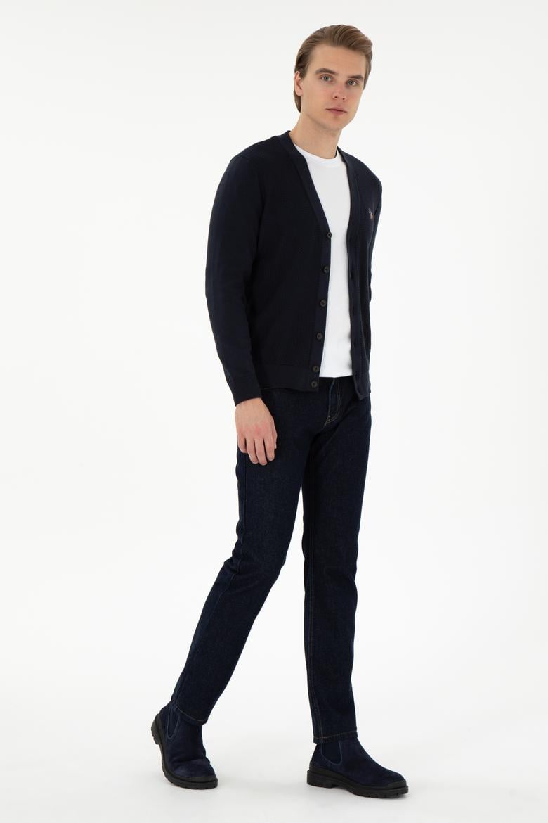 Erkek Lacivert Basic Triko Hırka - 50298008007