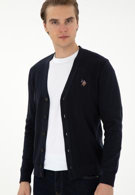 Erkek Lacivert Basic Triko Hırka - 50298008007