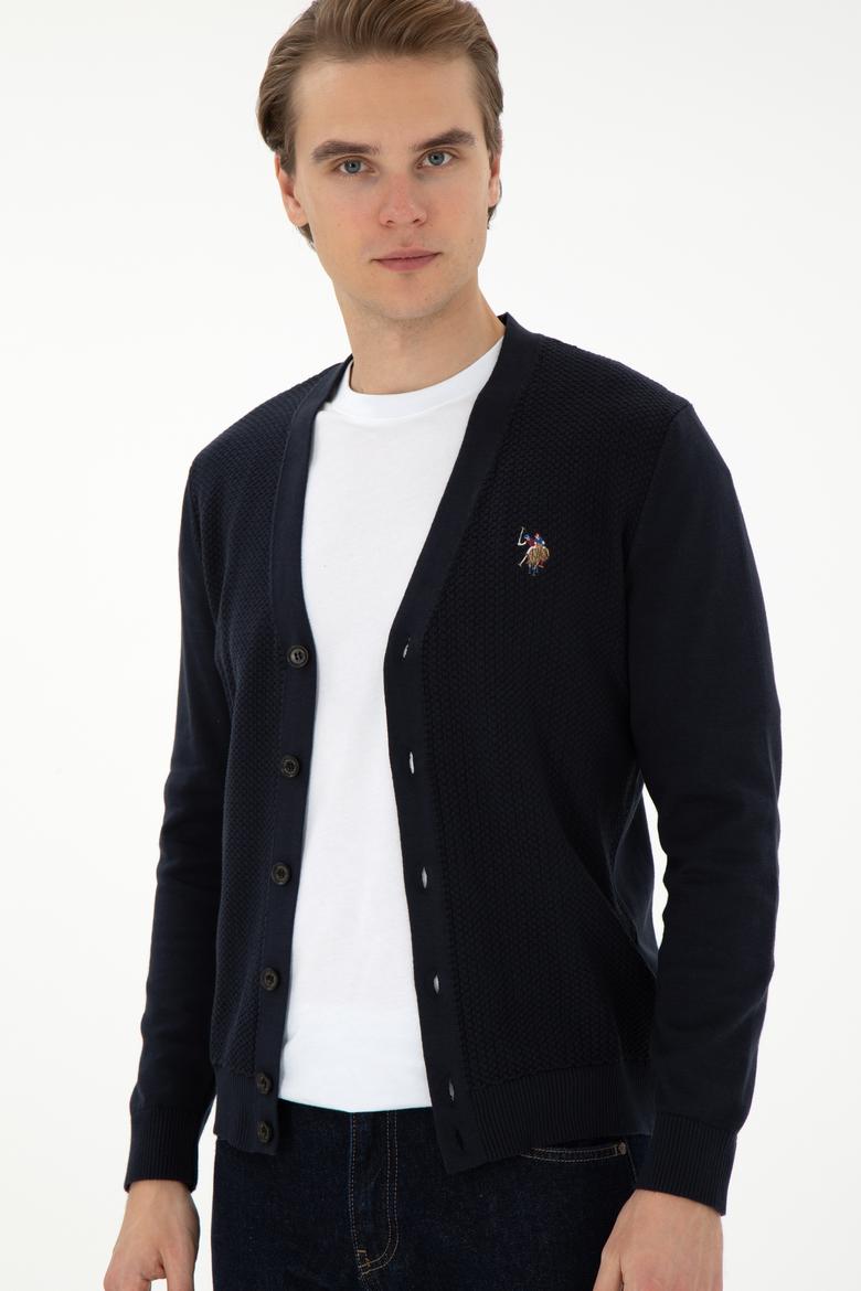 Erkek Lacivert Basic Triko Hırka - 50298008007