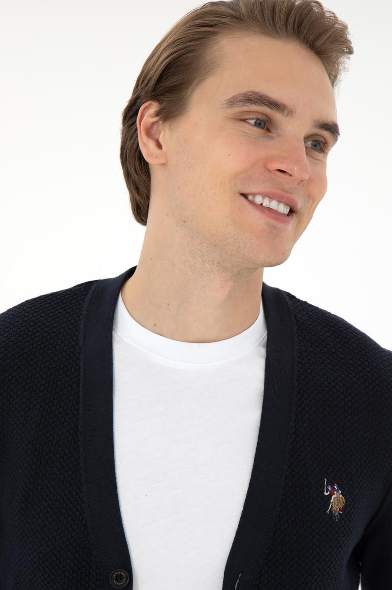 Erkek Lacivert Basic Triko Hırka