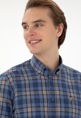 Erkek Saks Uzun Kollu Gömlek - 50296811016