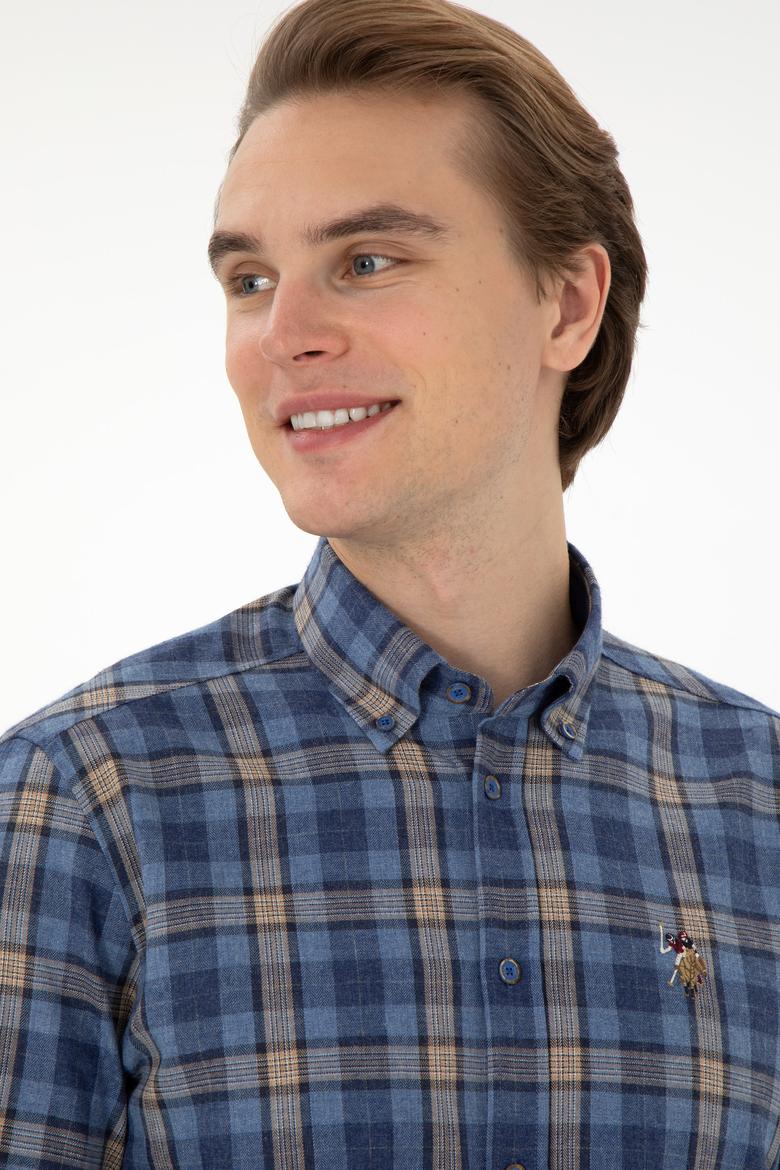 Erkek Saks Uzun Kollu Gömlek - 50296811016