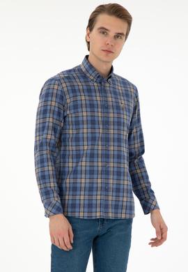 Erkek Saks Uzun Kollu Gömlek - 50296811016