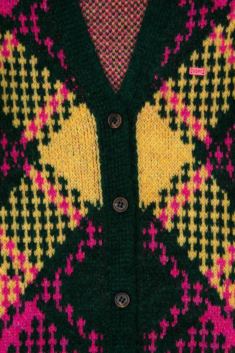 Kız Çocuk Koyu Yeşil Bisiklet Yaka Triko Hırka