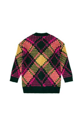 Kız Çocuk Koyu Yeşil Bisiklet Yaka Triko Hırka - 50293070007