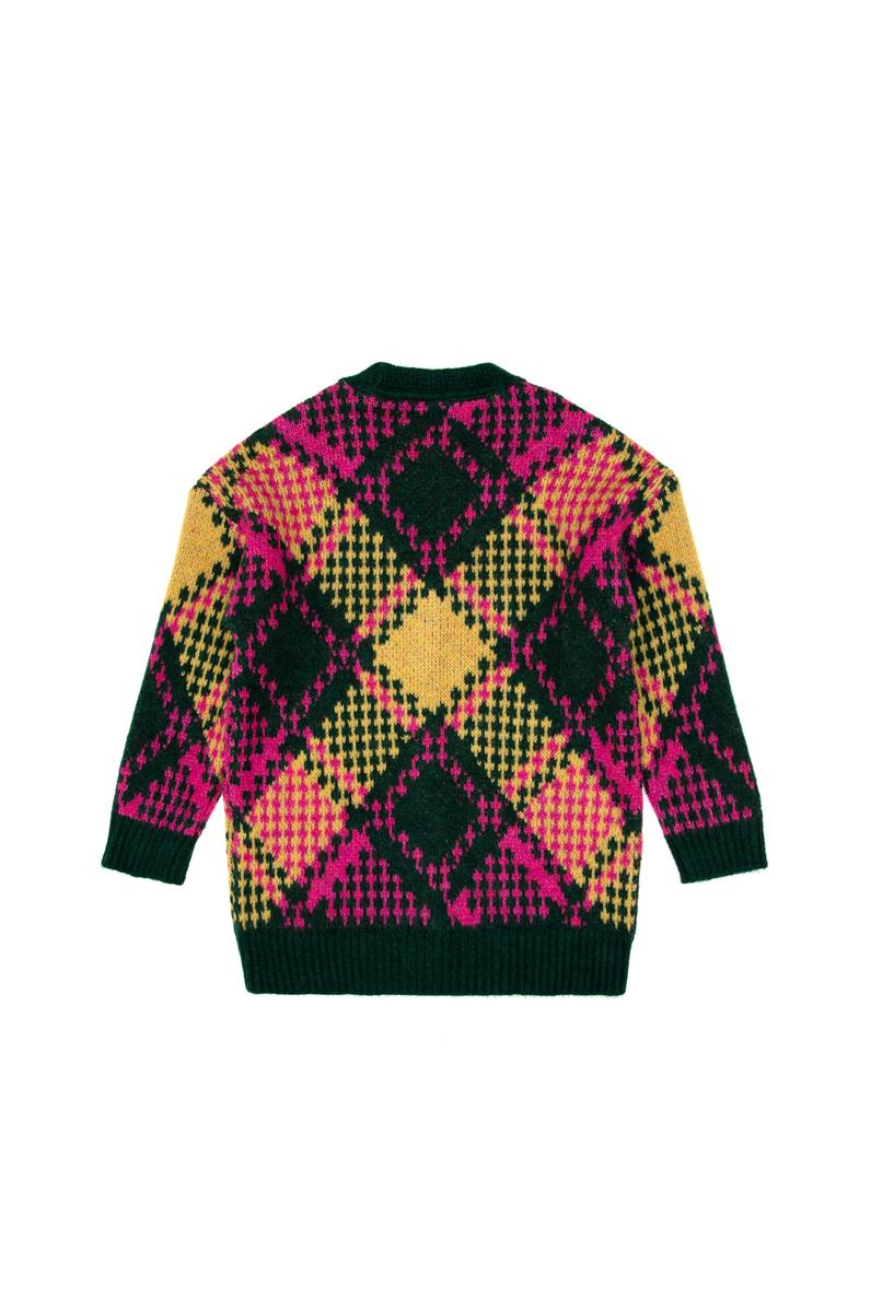 Kız Çocuk Koyu Yeşil Bisiklet Yaka Triko Hırka