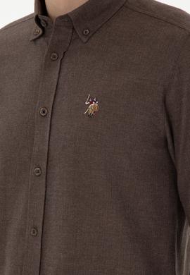 Erkek Kahverengi Uzun Kollu Basic Gömlek - 50293980152