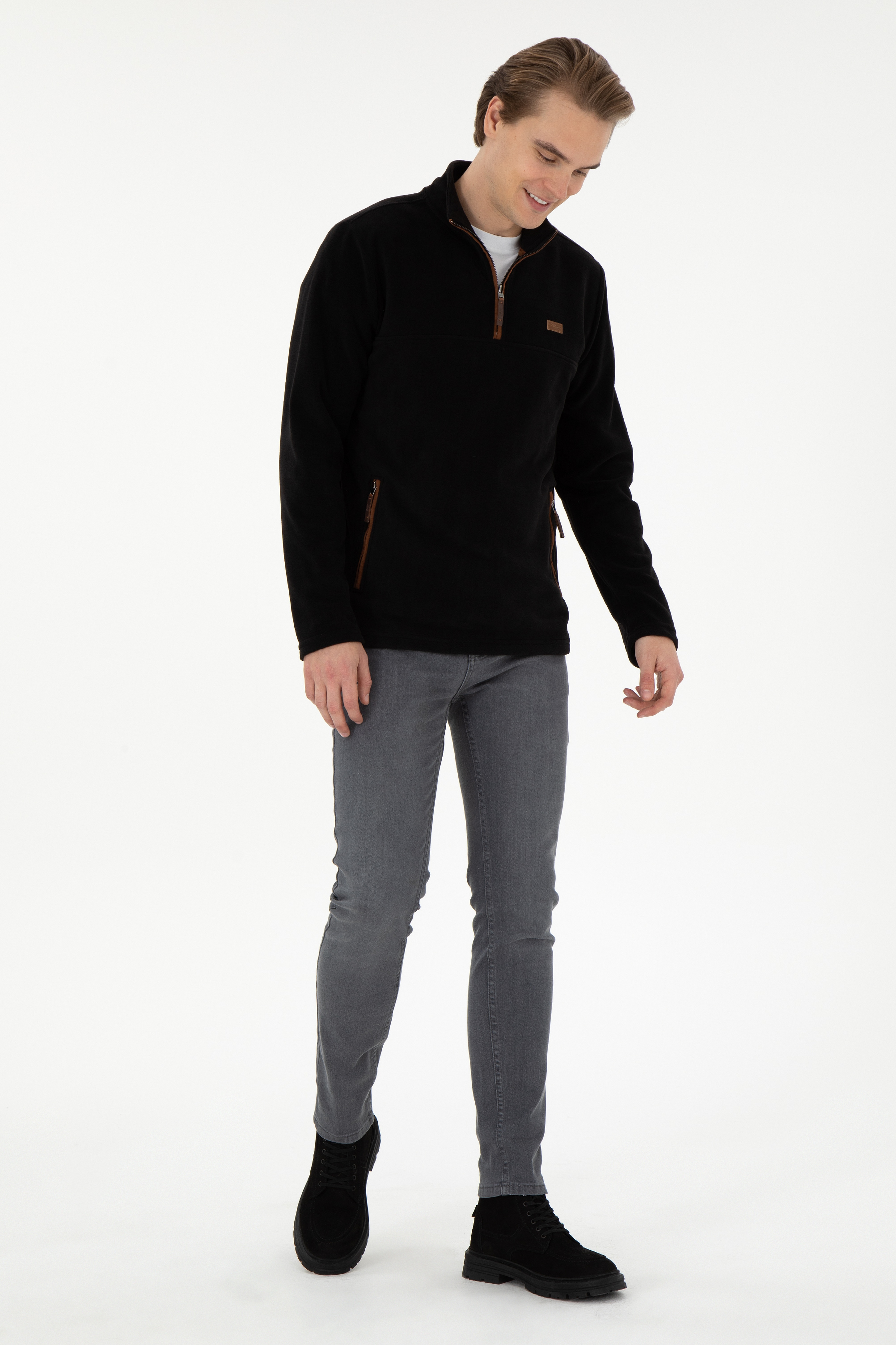 Erkek Siyah Sweatshirt - Image 4