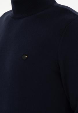 Erkek Slim Fit Yarım Balıkçı Yaka Lacivert Basic Kazak - 50294771016