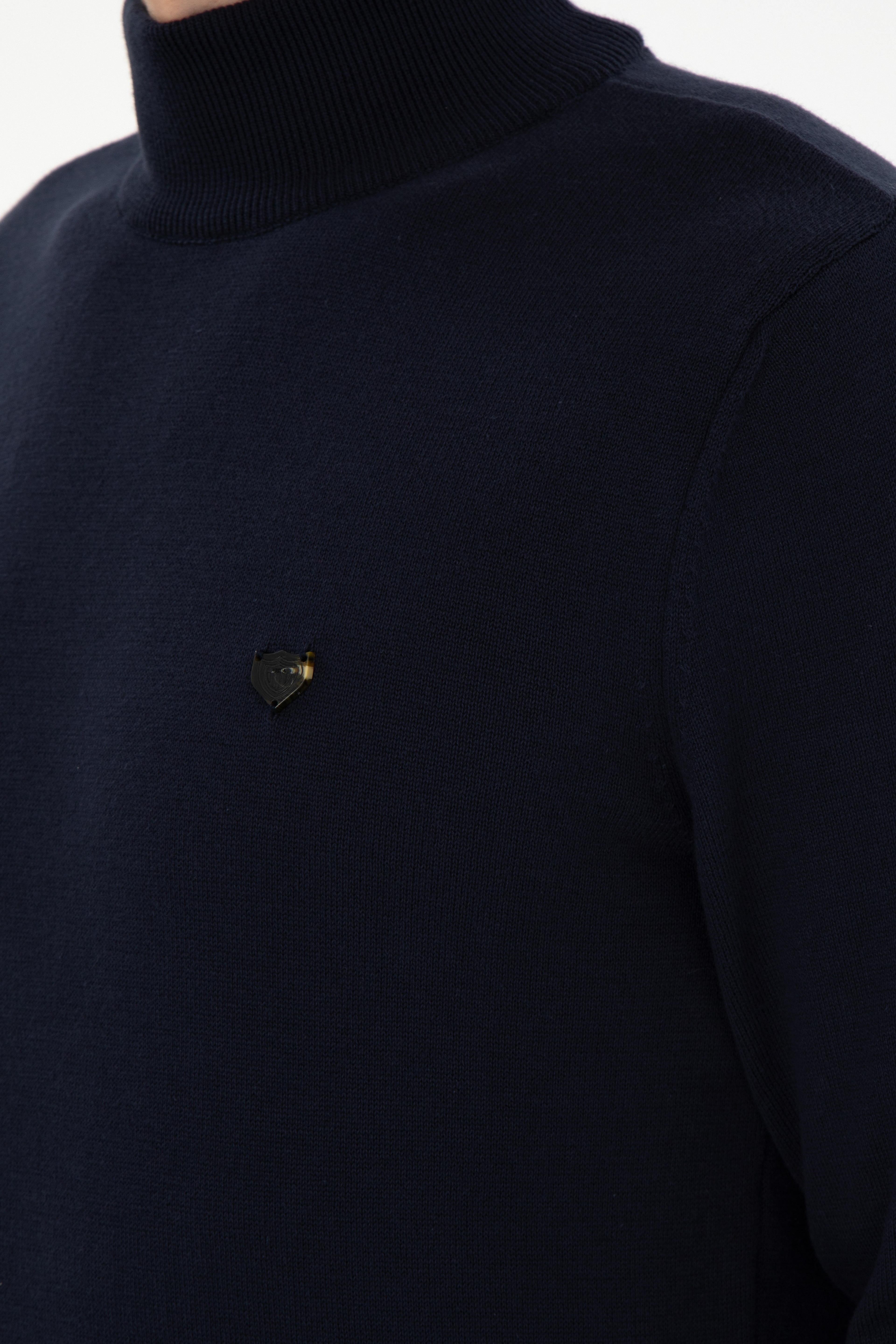 Erkek Slim Fit Yarım Balıkçı Yaka Lacivert Basic Kazak - Image 7