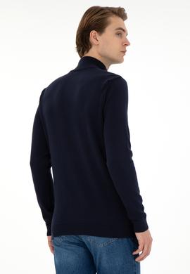 Erkek Slim Fit Yarım Balıkçı Yaka Lacivert Basic Kazak - 50294771016