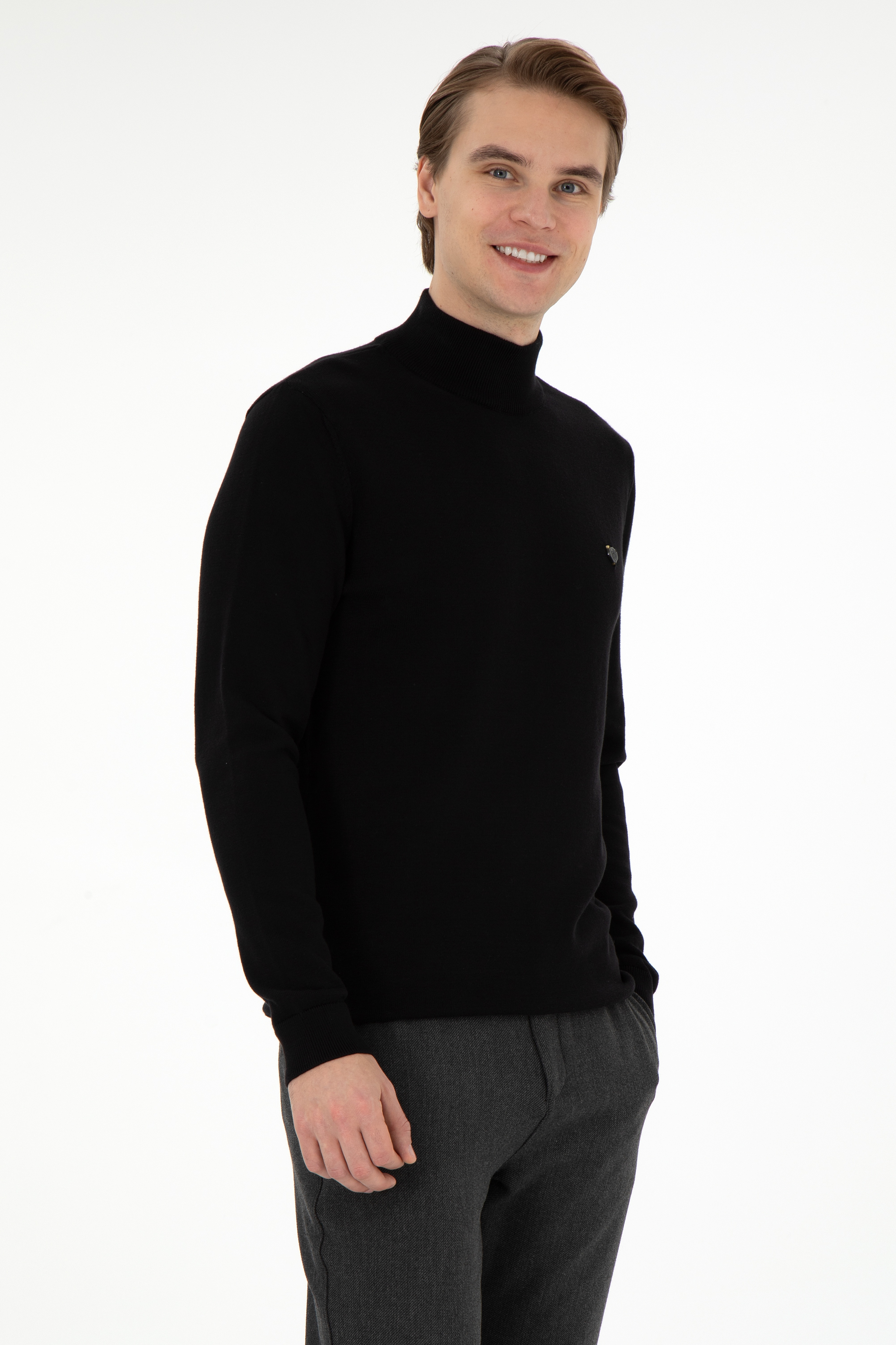Erkek Siyah Basic Kazak - Image 1
